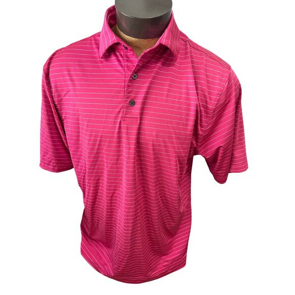 Footjoy Other - FootJoy Mens Large Pink Striped Short Sleeve Polo